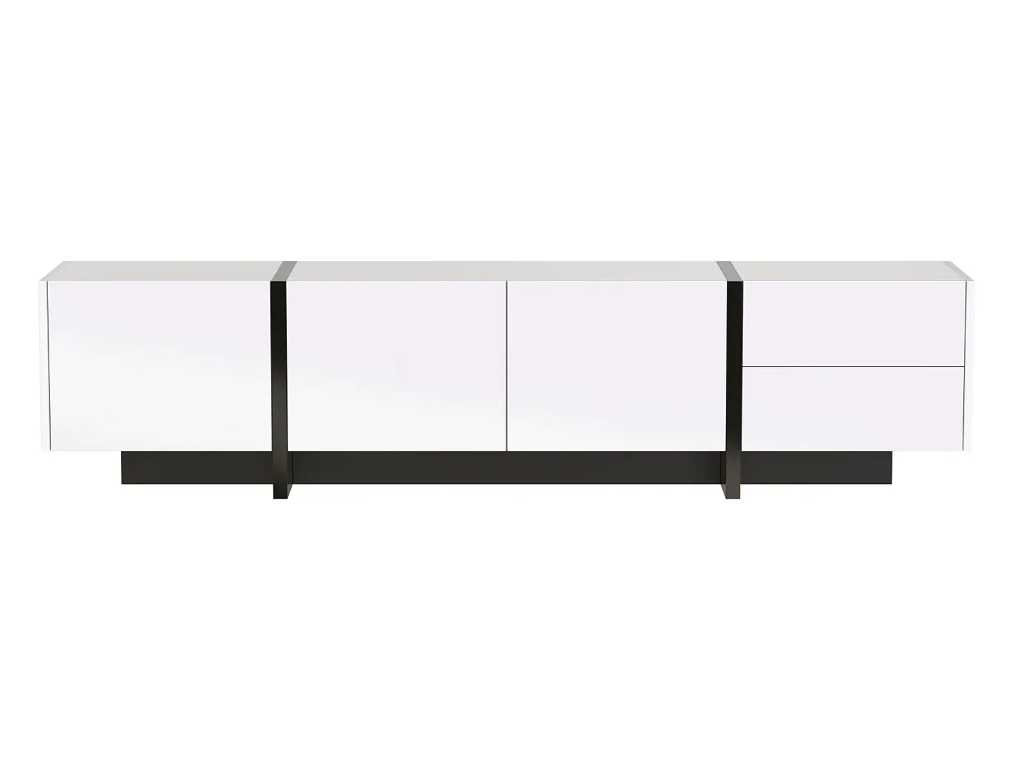 Mueble TV blanco y moderno 190x35x45 cm 3 puertas y 2 cajones