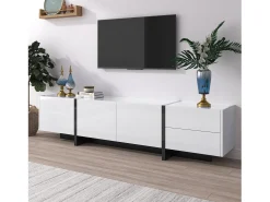 Mueble TV blanco y moderno 190x35x45 cm 3 puertas y 2 cajones