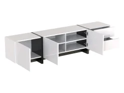 Mueble TV blanco y moderno 190x35x45 cm 3 puertas y 2 cajones
