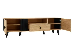 Mueble TV 170cm - 1 cajón 1 nicho 2 puertas - Natural y Negro