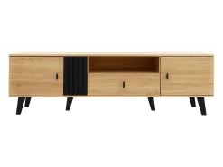 Mueble TV 170cm - 1 cajón 1 nicho 2 puertas - Natural y Negro