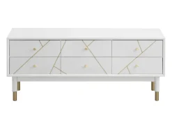 Mueble TV con 6 cajones lacado en blanco