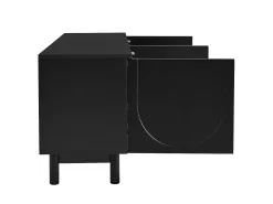Mueble TV con 4 puertas - 175 x 38 x 56 cm - MDF y tableros de partículas - para salón - Negro