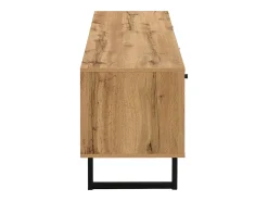Mueble TV con 3 puertas, 1 cajón y 3 nichos - LED - Tableros de partículas y patas de metal - Roble