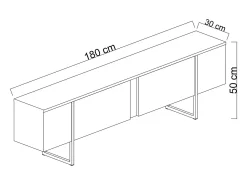 Mueble TV con 2 puertas - Marrón oscuro y dorado - ZIRELDA
