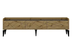 Mueble TV con 3 puertas - Natural y antracita - MONALIA