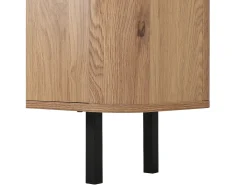 Mueble TV con 4 puertas, 190 x 35 x 45 cm - Tapa negra - Color madera clara