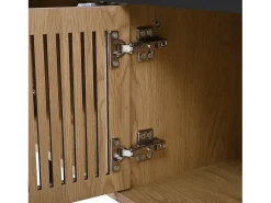 Mueble TV con 4 puertas, 190 x 35 x 45 cm - Tapa negra - Color madera clara
