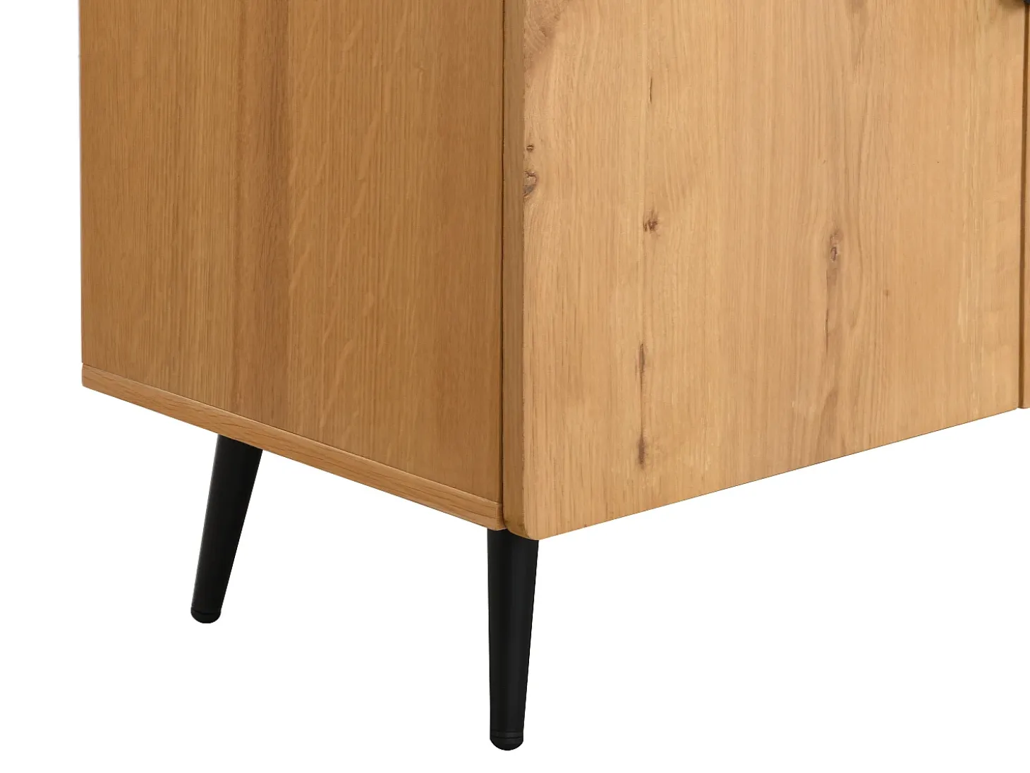 Mueble TV con 4 puertas chapado en roble y acero - Natural claro y Negro - SINOLO