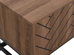 Mueble TV con 3 puertas y 2 estantes de MDF - Natural y negro - CARATANA