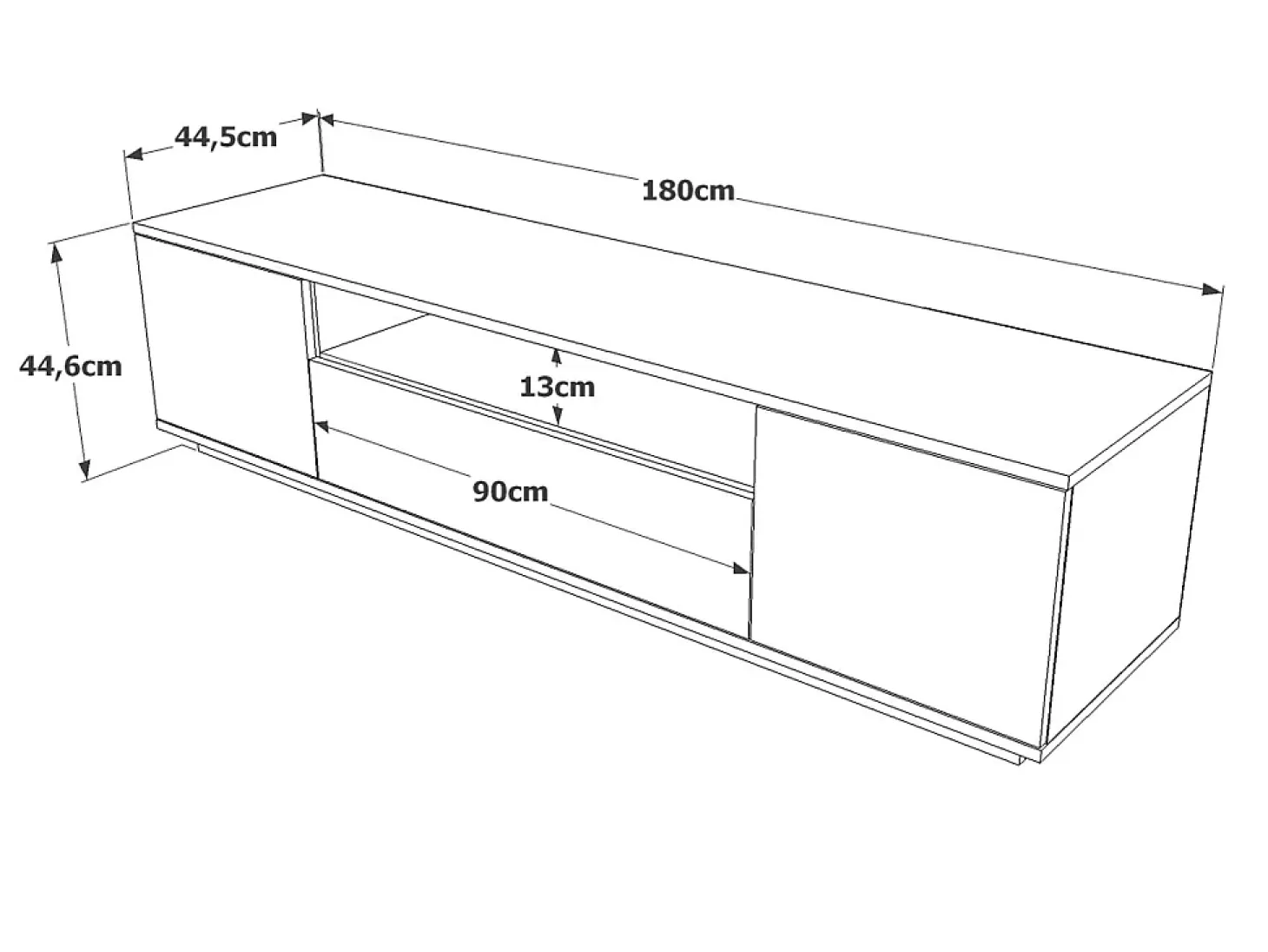 Mueble TV con 3 puertas y 1 hueco - Blanco y natural - LOTULA