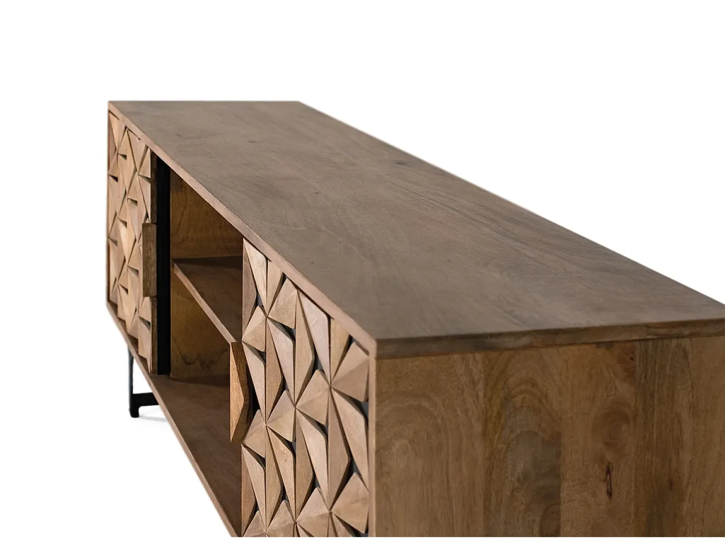 Mueble tv con 2 puertas y 2 estantes en madera de mango