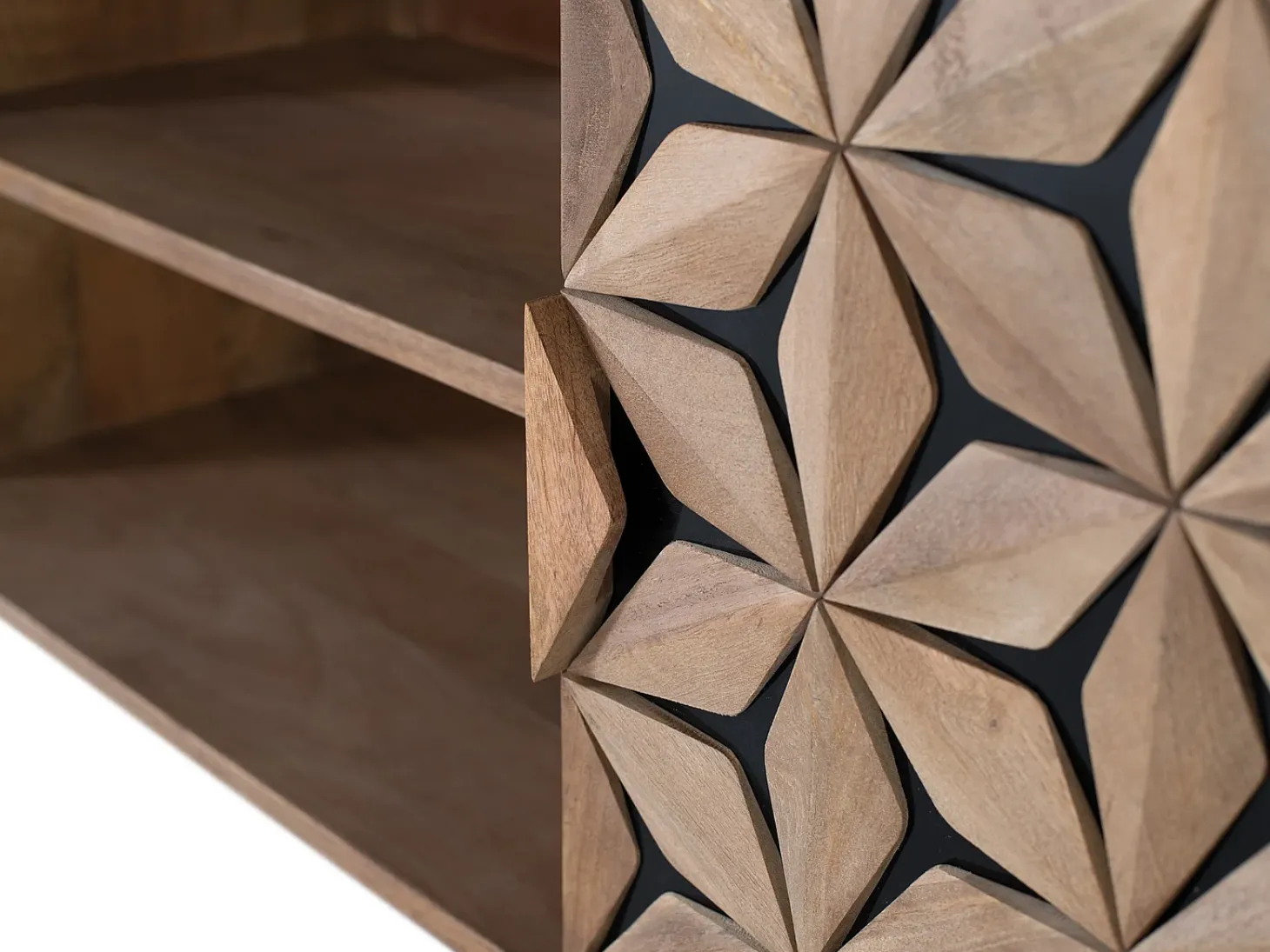Mueble tv con 2 puertas y 2 estantes en madera de mango
