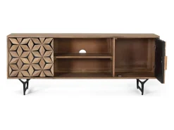Mueble tv con 2 puertas y 2 estantes en madera de mango