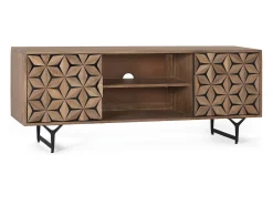 Mueble tv con 2 puertas y 2 estantes en madera de mango