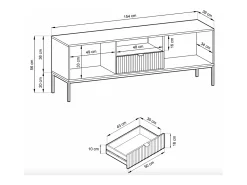 Mueble TV con cajón y estructura dorada – Cachemir – 154 cm – VELLORE