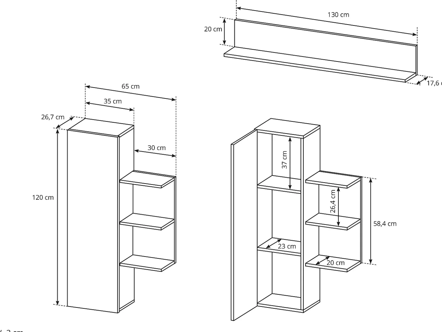Mueble TV con compartimentos - Color natural y antracita - IDESIA
