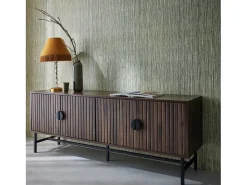 Mueble tv con efecto madera, 160cm madera oscura