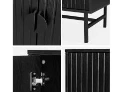 Mueble tv con efecto madera, 160cm negro