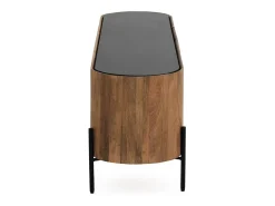 Mueble TV con forma elíptica 4 puertas madera maciza de mango