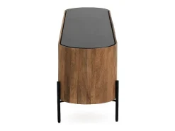 Mueble TV con forma elíptica 4 puertas madera maciza de mango