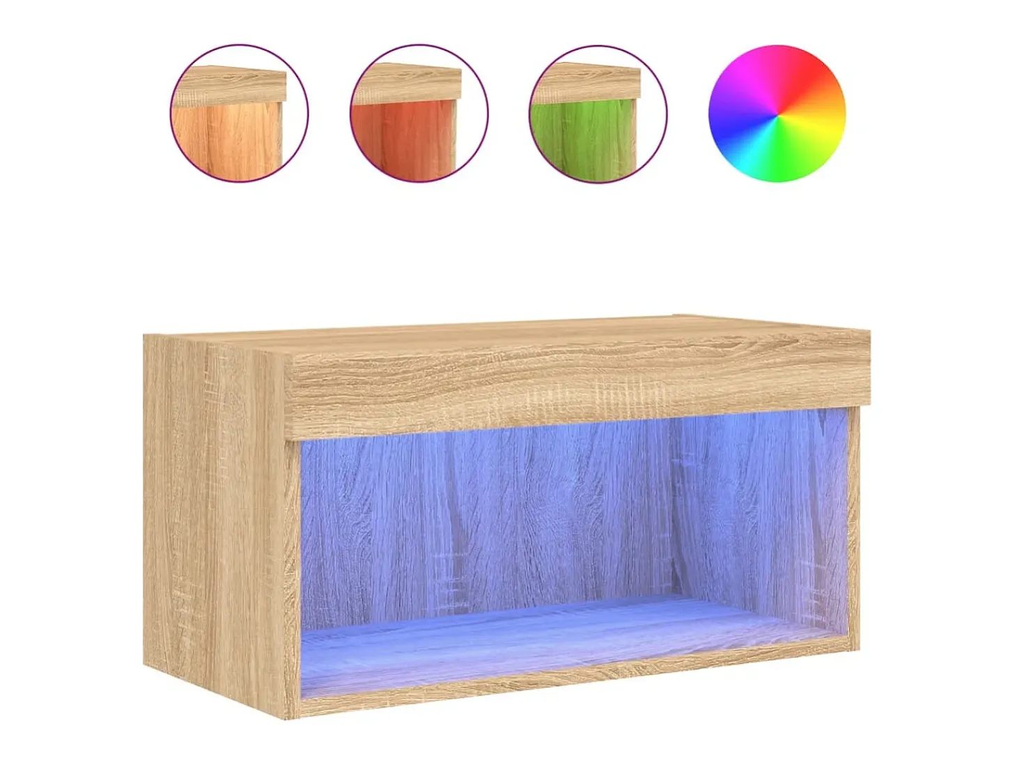 Mueble TV con luces LED roble Sonoma 60x30x30 cm YOE68173