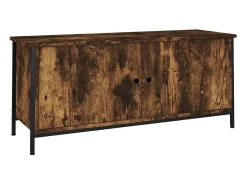 Mueble TV con puertas contrachapada roble ahumado 102x35x45 cm YOE45338