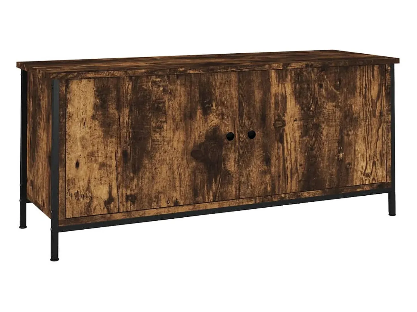 Mueble TV con puertas contrachapada roble ahumado 102x35x45 cm YOE45338