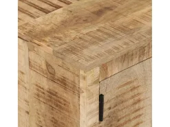 Mueble TV con ruedas madera maciza de mango rugosa 110x30x37 cm