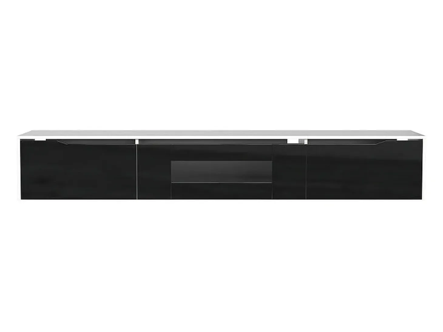 Mueble TV de 180 cm con luz LED que cambia de color - 3 compartimentos grandes - Negro