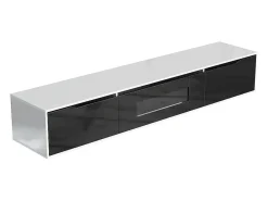 Mueble TV de 180 cm con luz LED que cambia de color - 3 compartimentos grandes - Negro
