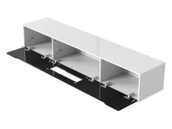 Mueble TV de 180 cm con luz LED que cambia de color - 3 compartimentos grandes - Negro