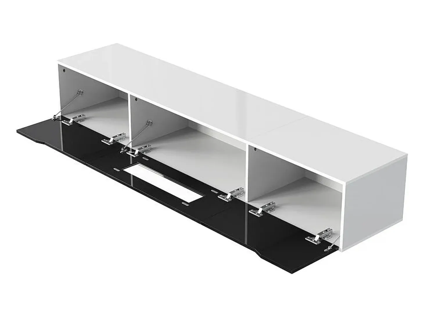 Mueble TV de 180 cm con luz LED que cambia de color - 3 compartimentos grandes - Negro