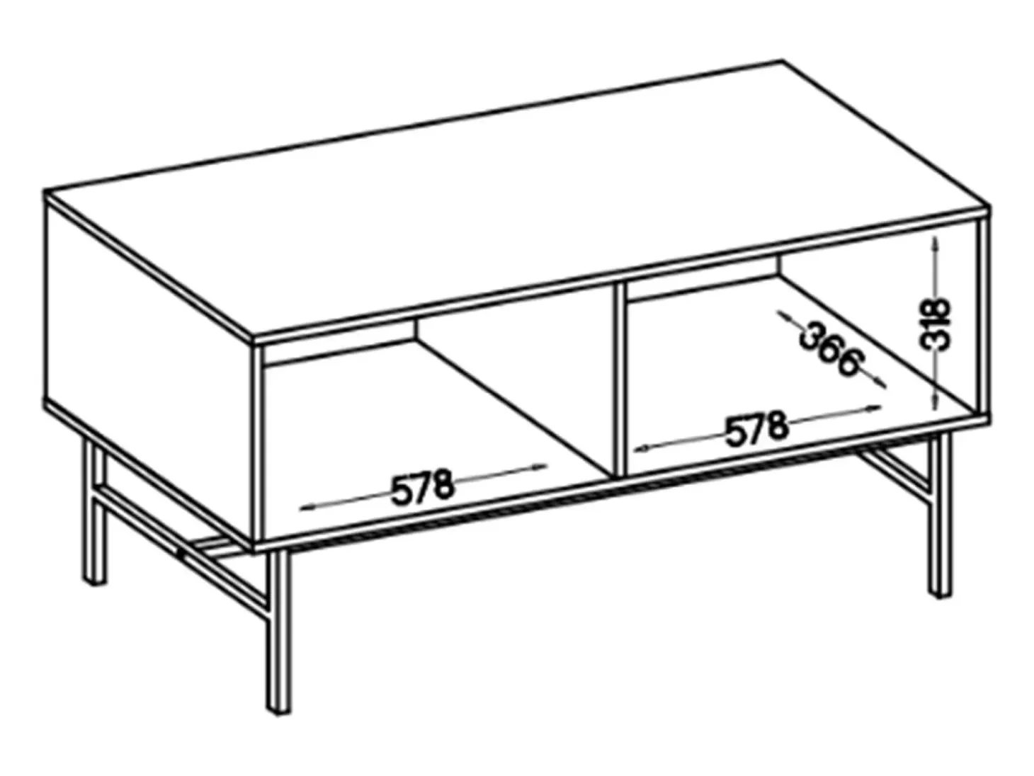Mueble TV de 2 puertas con pies dorados - 121 cm - beige - OKTIO