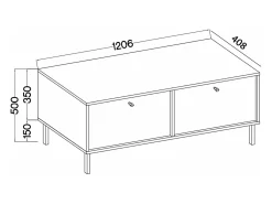 Mueble TV de 2 puertas con pies dorados - 121 cm - grafito negro - OKTIO