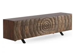 Mueble TV de 2 puertas y 2 cajones de madera maciza de mango
