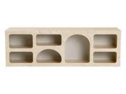 Mueble TV de diseño con 7 huecos - Efecto mármol beige - LUELA