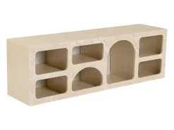 Mueble TV de diseño con 7 huecos - Efecto mármol beige - LUELA