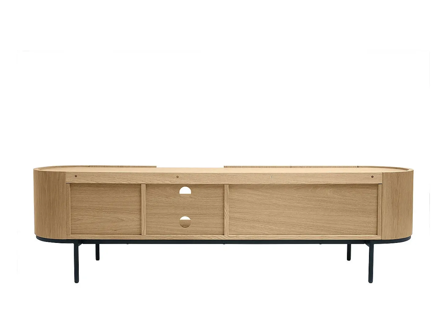 Mueble TV de diseño en madera clara y metal negro con almacenaje 180 cm SKYE