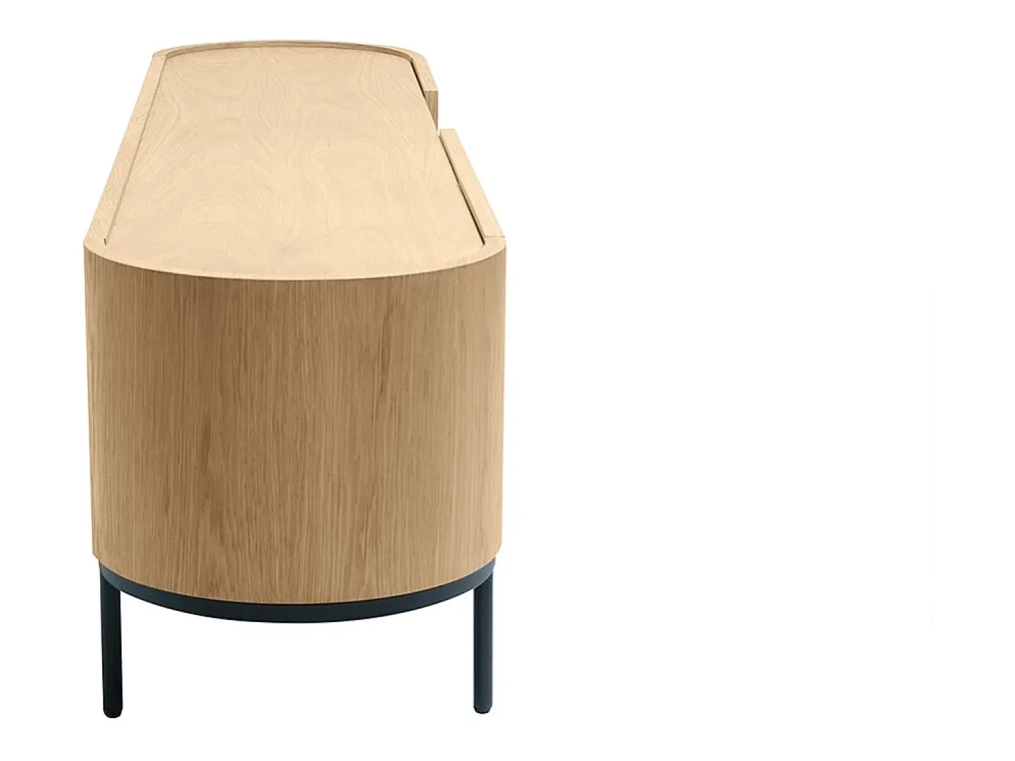 Mueble TV de diseño en madera clara y metal negro con almacenaje 180 cm SKYE