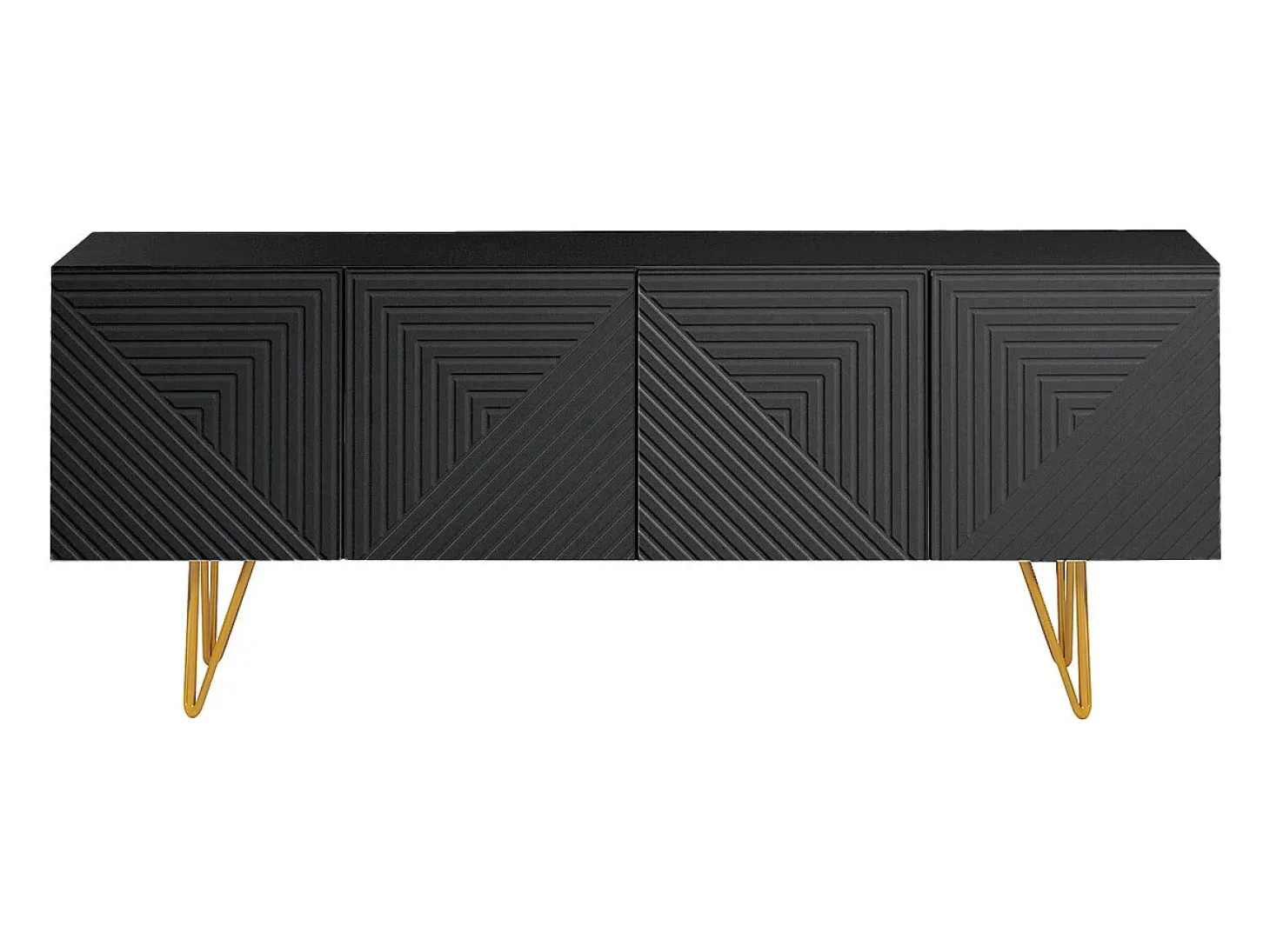 Mueble TV de diseño en negro y metal dorado 140 cm OZEN