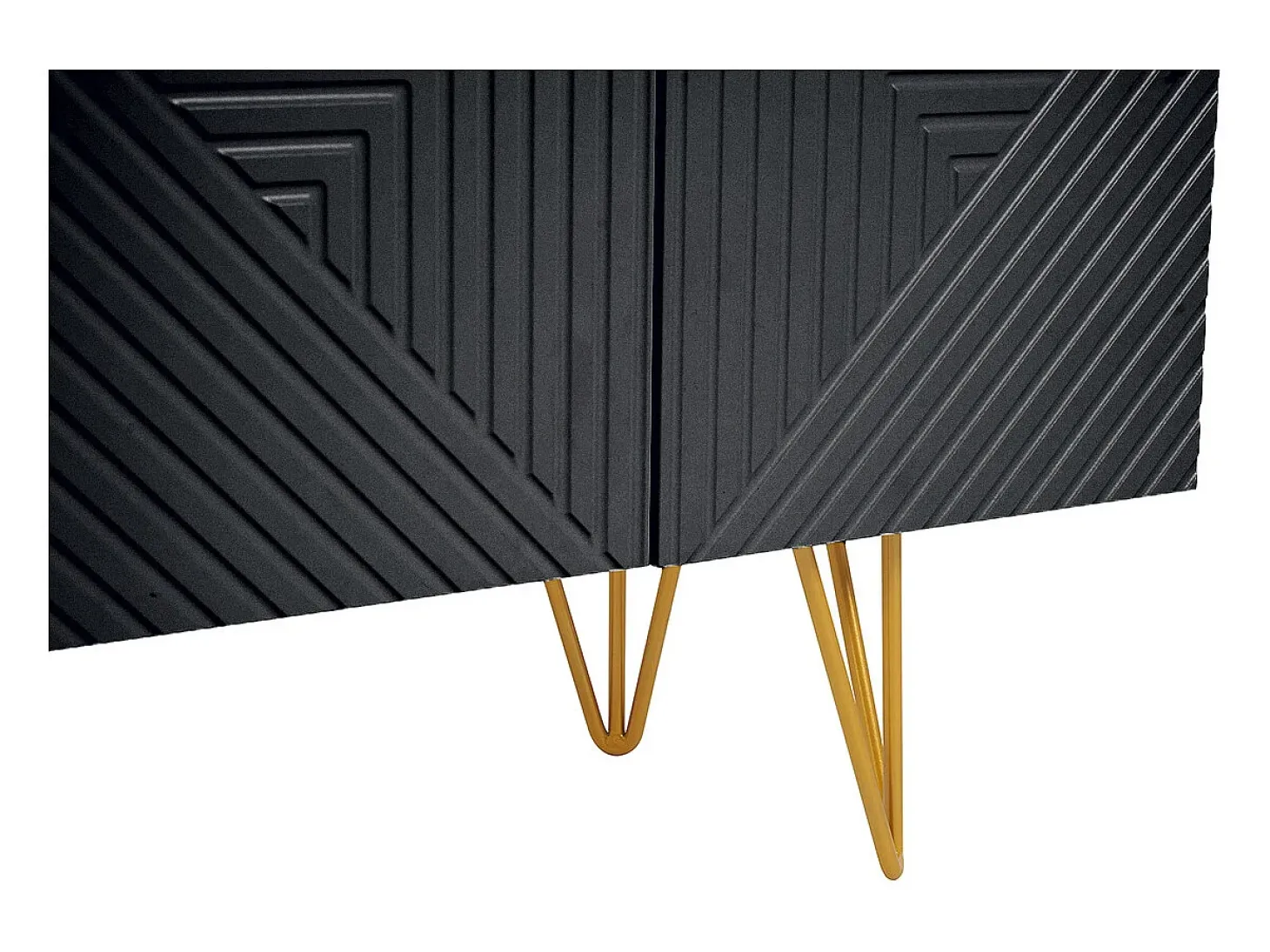 Mueble TV de diseño en negro y metal dorado 140 cm OZEN