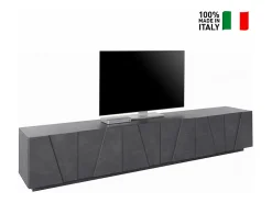 Mueble TV de diseño moderno para salón con 6 puertas y 3 estantes Ping Low XL Ardesia