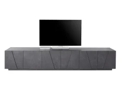 Mueble TV de diseño moderno para salón con 6 puertas y 3 estantes Ping Low XL Ardesia