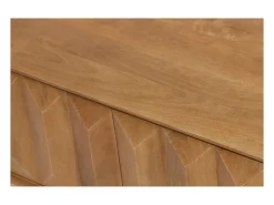 Mueble TV de madera clara de mango macizo con grabado y metal negro 120 cm AGRA