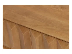 Mueble TV de madera clara de mango macizo con grabado y metal negro 120 cm AGRA