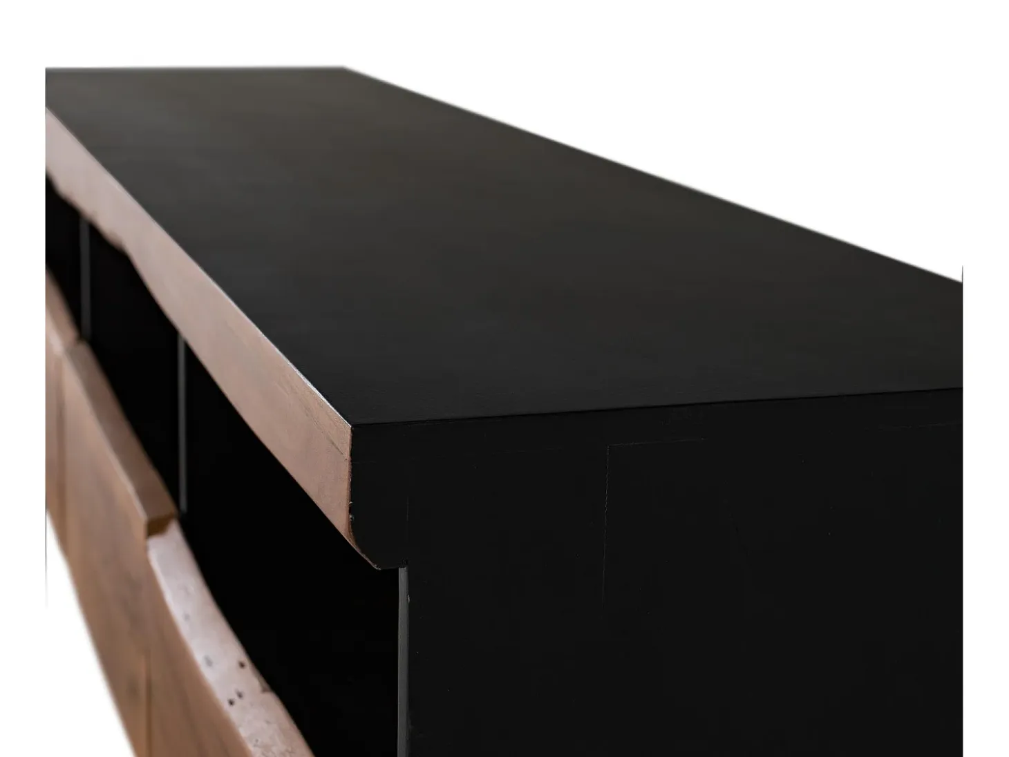 Mueble tv de madera de acacia natural y negra