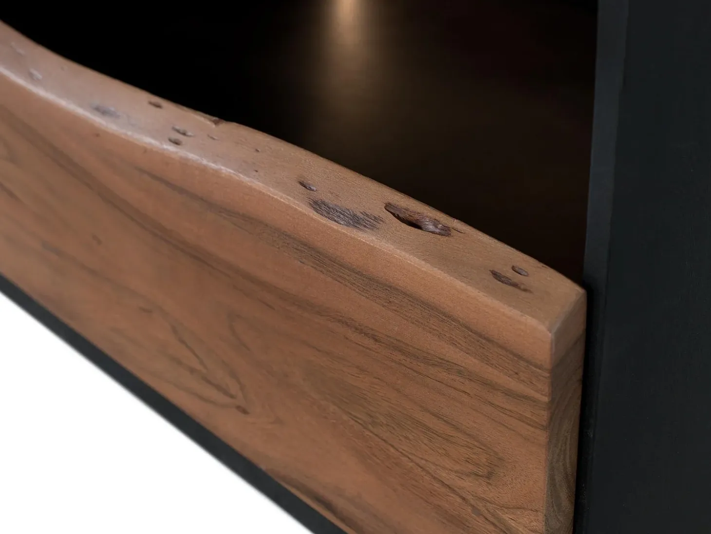 Mueble tv de madera de acacia natural y negra