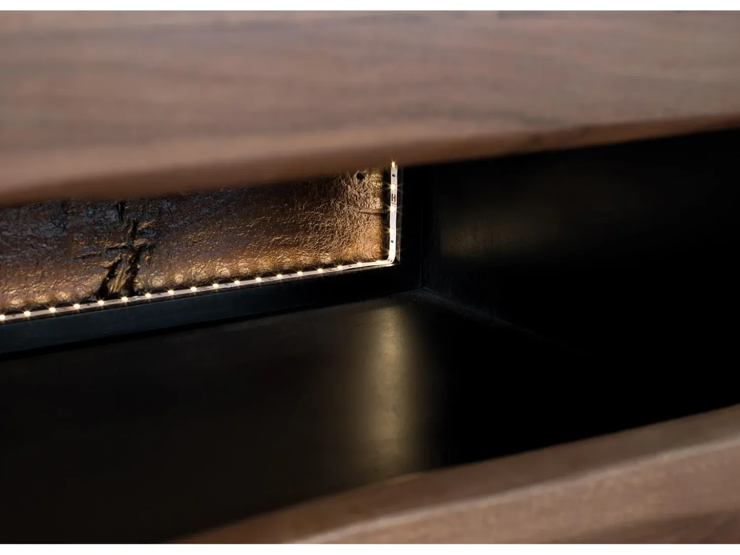 Mueble tv de madera de acacia natural y negra