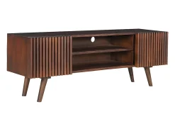 Mueble TV de madera maciza de mango oscuro con puertas correderas 140 cm ALBA